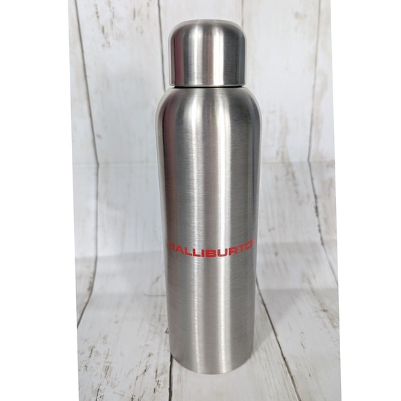 Halliburton Water Bottle Silver Stainless Steel Insulated Thermos